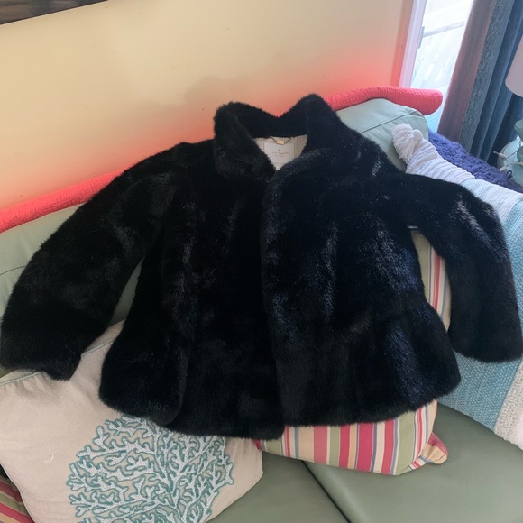 Kate Spade black fur jacket:  bow peplum-medium - Picture 3 of 14